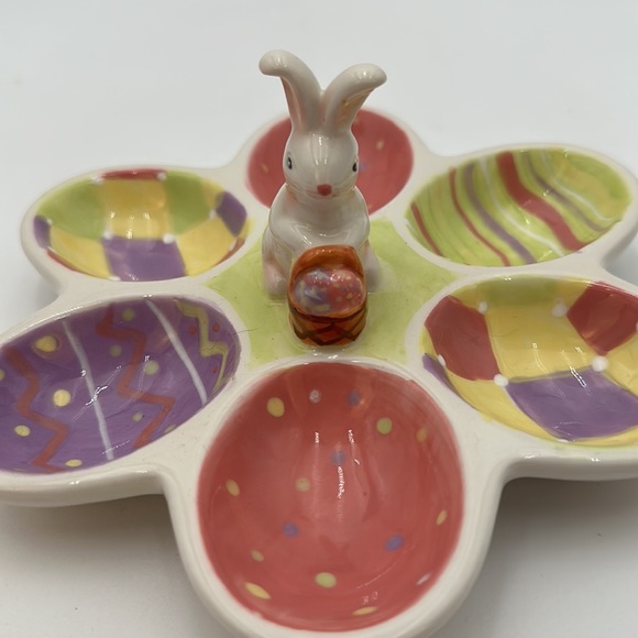 Ceramic Deviled Egg Platter Tray Holder Dennis East Easter - Picture 8 of 15